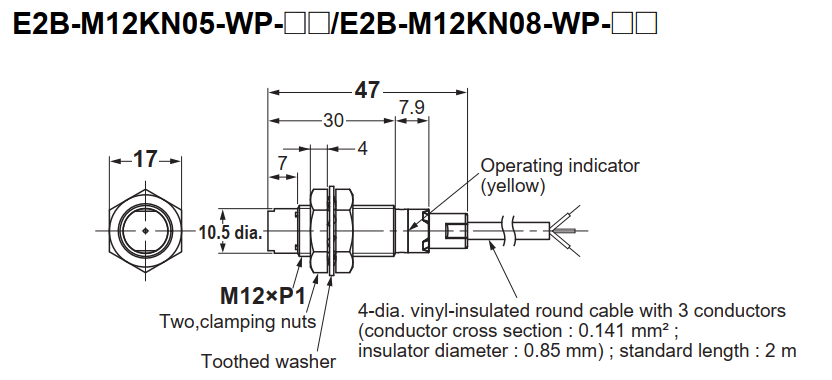 Cảm biến tiệm cận E2B-M12KN05-WZ-B1 Omron E2B-M12KN05-WZ-B1 Kích thước