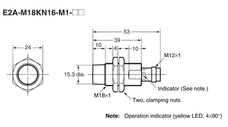 E2A-M18KN16-M1-B2 Kích thước
