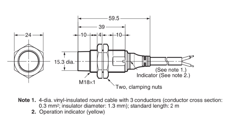 E2A-M18KN16-WP-B2 2M Kích thước