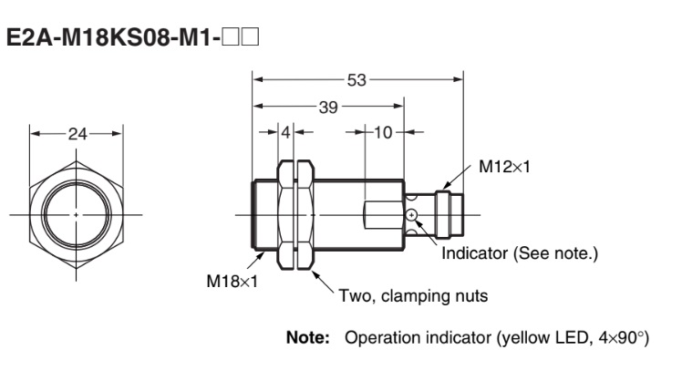 E2A-M18KS08-M1-C2 Kích thước