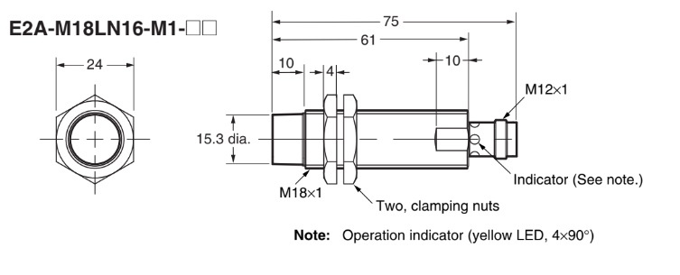 E2A-M18LN16-M1-C1 Kích thước
