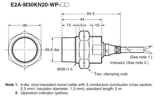 E2A-M30KN20-WP-B1 2M Kích thước