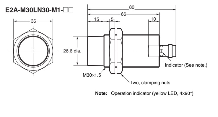 Cảm biến tiệm cận E2A-M30LN30-M1-C1 Omron E2A-M30LN30-M1-C1 Kích thước