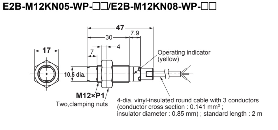 E2B-M12KN08-WP-B2 2M Kích thước