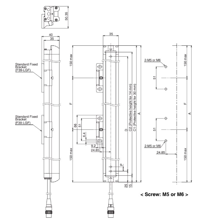 F3SG-2RE0800P14 Kích thước