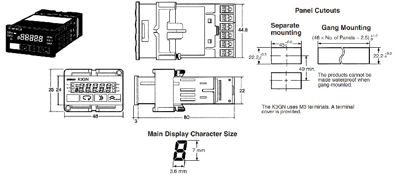 K3GN-PDT2 24VDC Kích thước