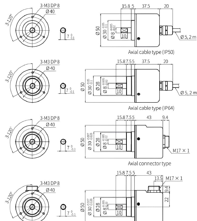 E50S8-1-2-N-5-CS Kích thước