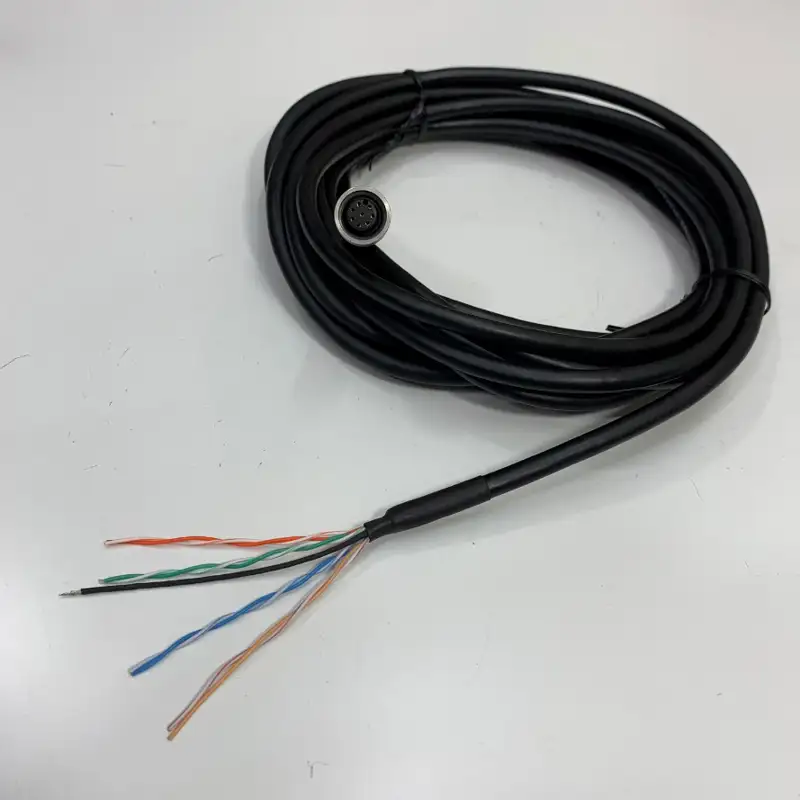 Cáp Original Cognex CCB-84901-0102-05 I/O & Power Dài 5M 17ft Cable M12 8 Pin A-Code Female Connector to 8 Core Flying Leads For Camera Cognex 5000 Series Vision System