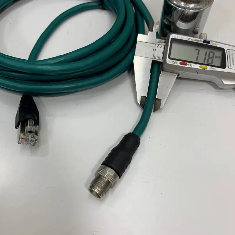 Cáp Original Cognex CCB-84901-2001-05 Dài 3.7M 12.3ft Cable M12 X-Coded 8 Pin Male to RJ45 Ethernet For Keyence SR-750 SR-650 Code Reader, Cognex Camera Industrial